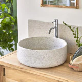 Milos - Vasque ronde en terrazzo premium white