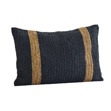 Ilias - Housse de coussin en coton 60x40 cm, noir