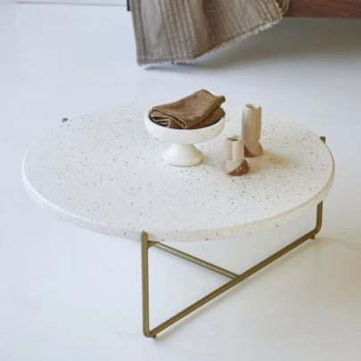 Anatole - Table basse en terrazzo et métal confetti