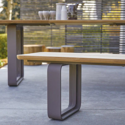 Harper - Banc de jardin en teck massif et aluminium