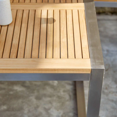 Arno - Table de jardin en teck massif et inox 4/6 pers.