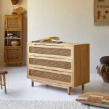 Luis - Commode enfant en orme massif et cannage