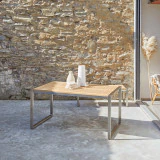 Arno - Table de jardin en teck massif et inox 4/6 pers.