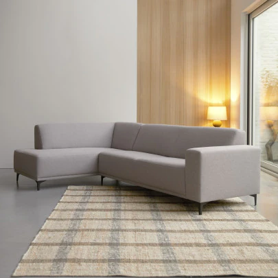 Lars - Canapé d'angle gauche en tissu gris taupe 295 x 185 cm, 5 places