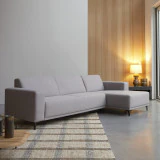 Lars - Canapé d'angle droit en tissu gris taupe 300 x 150 cm, 5 places