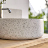 Milos - Vasque ronde en terrazzo premium white