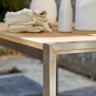 Arno - Table de jardin en teck massif et inox 4/6 pers.