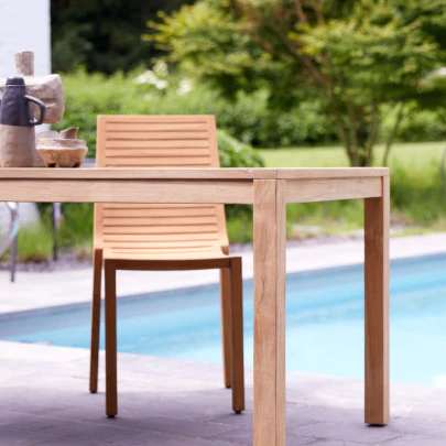 Teo - Ensemble de jardin en teck massif 4 chaises