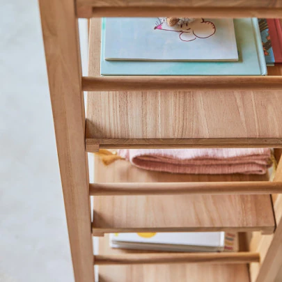 Sera - Bibliothèque basse enfant en teck massif