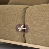 Duffle - Canapé 2 places en chêne et tissu marron avec table intégrée