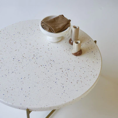 Anatole - Table basse en terrazzo et métal confetti