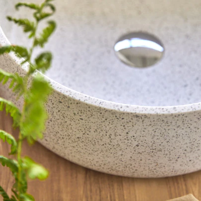 Milos - Vasque ronde en terrazzo premium white