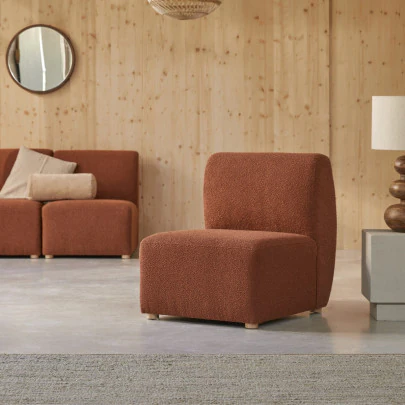 Swann - Chauffeuse modulable en acacia massif et tissu terracotta