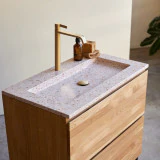 Nova - Meuble salle de bain en chêne massif et terrazzo premium Pink 80 cm