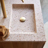 Nova - Meuble Salle de Bain en chêne massif et terrazzo premium Pink 120 cm