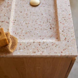 Nova - Meuble salle de bain en chêne massif et terrazzo premium Pink 80 cm