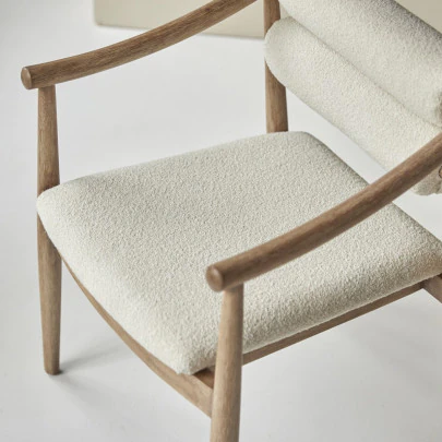 Colombe - Fauteuil en acacia massif et tissu bouclette