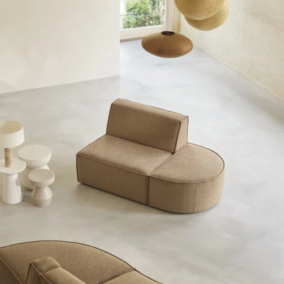 Dario - Fauteuil lounge modulable en tissu camel