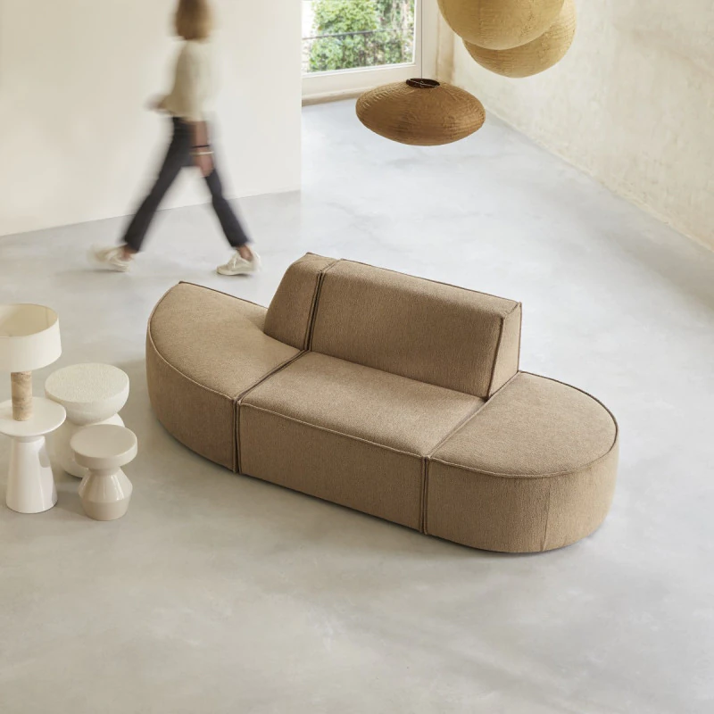 Dario - Banquette modulable 2 places en tissu camel