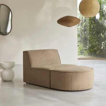 Dario - Fauteuil lounge modulable en tissu camel