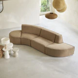 Dario - Banquette modulable en tissu camel, 4 places