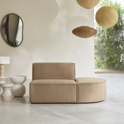 Dario - Fauteuil lounge modulable en tissu camel