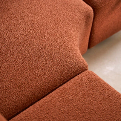 Swann - Fauteuil d’angle modulable en acacia massif et tissu terracotta