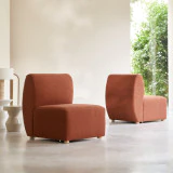 Swann - Banquette modulable en acacia massif et tissu terracotta, 2 places