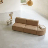 Dario - Banquette modulable 2 places en tissu camel