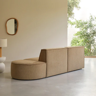 Dario - Banquette modulable en tissu camel, 2 places