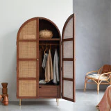 Lisbeth - Armoire de rangement en orme et cannage