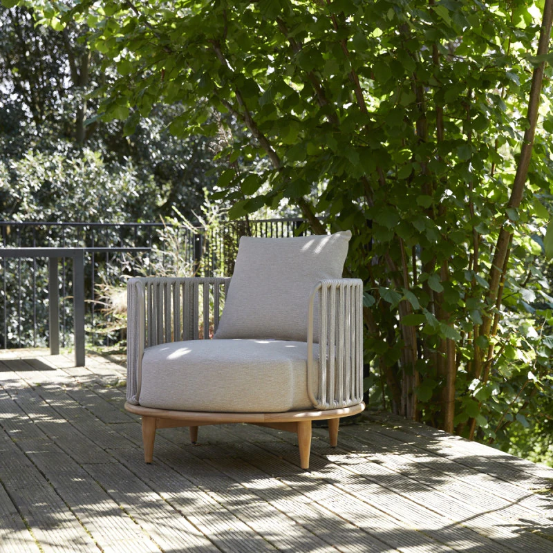 Ezra - Fauteuil de jardin en teck massif et tissu