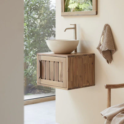 Lila - Meuble de salle de bain en acacia massif 50 cm