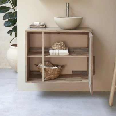 Lila - Meuble de salle de bain en acacia massif 80 cm