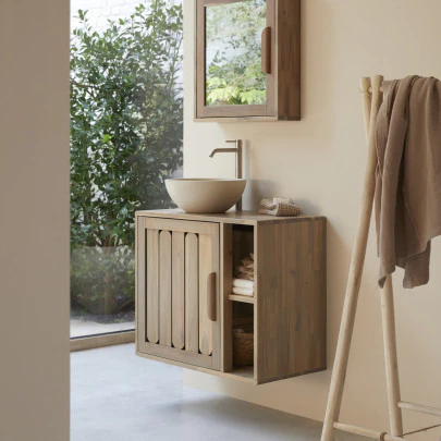 Lila - Meuble de salle de bain en acacia massif 80 cm